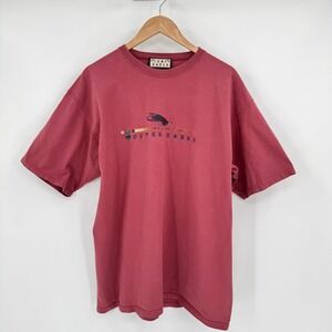 Camp David‎ Retro Vtg Red Outer Banks Flyfishing Rod Embroidered T-Shirt Men's
